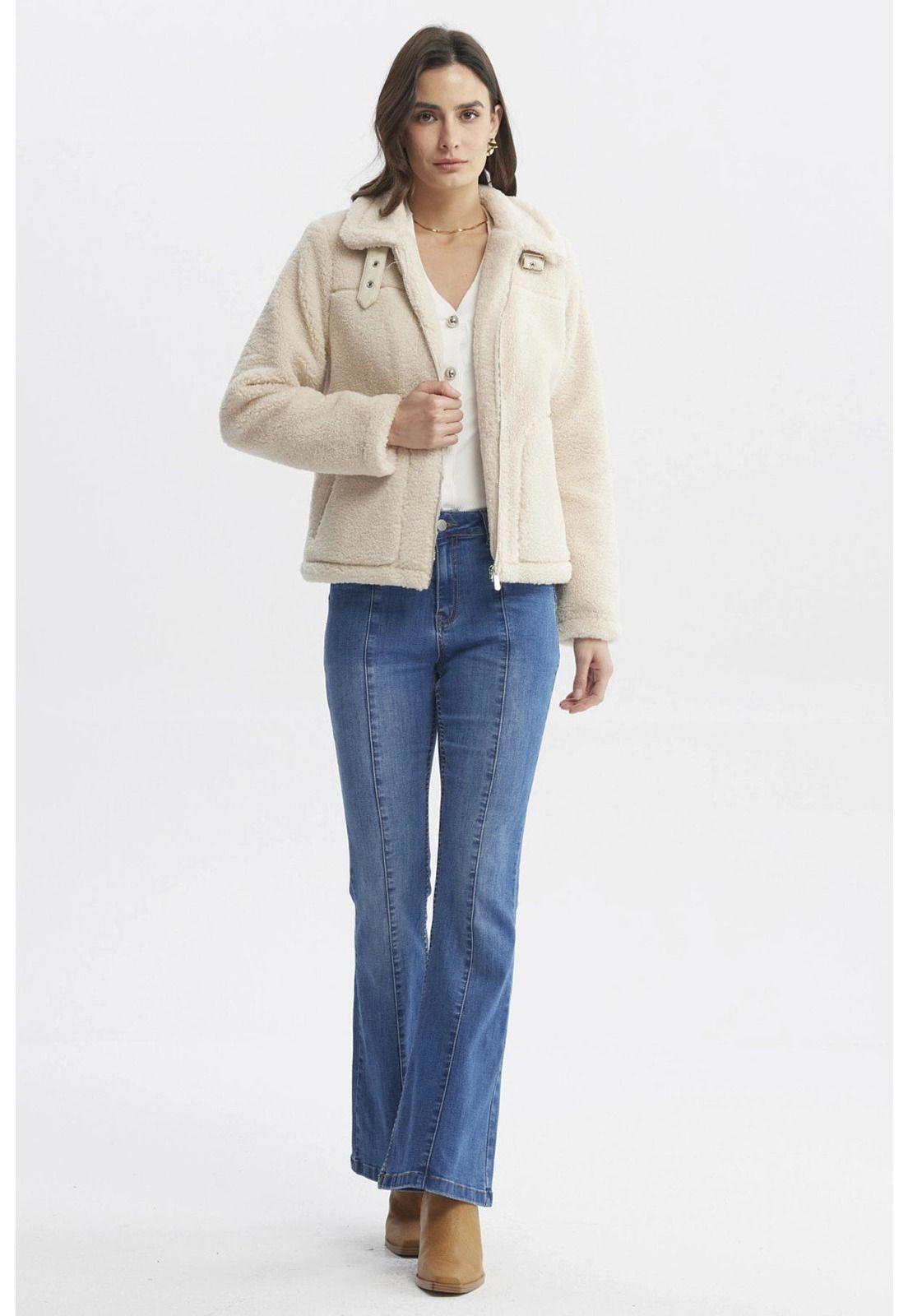 Polar Mujer Tipo Chaqueta Cuello Alto Beige-3