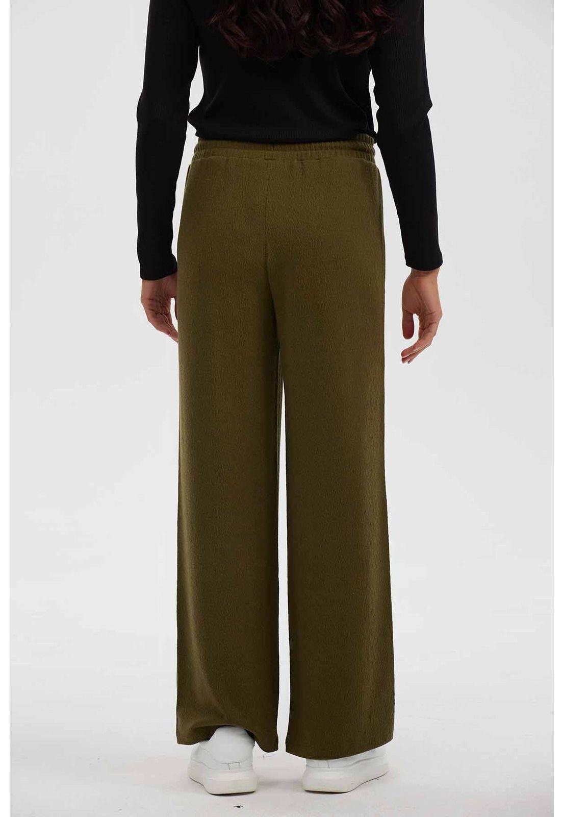 Pantalón Mujer Recto Cordones Verde-2