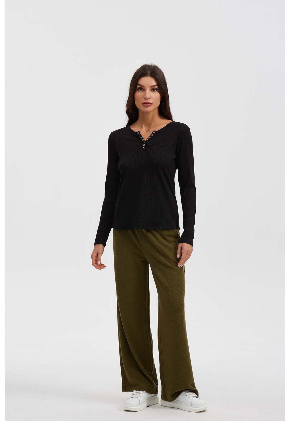 Pantalón Mujer Recto Cordones Verde-3