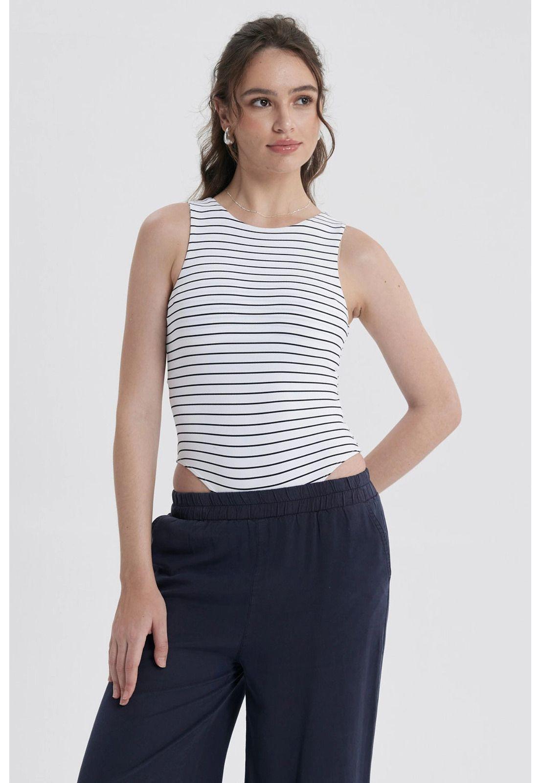 Polera Mujer Body Basic Blanco / Negro-0