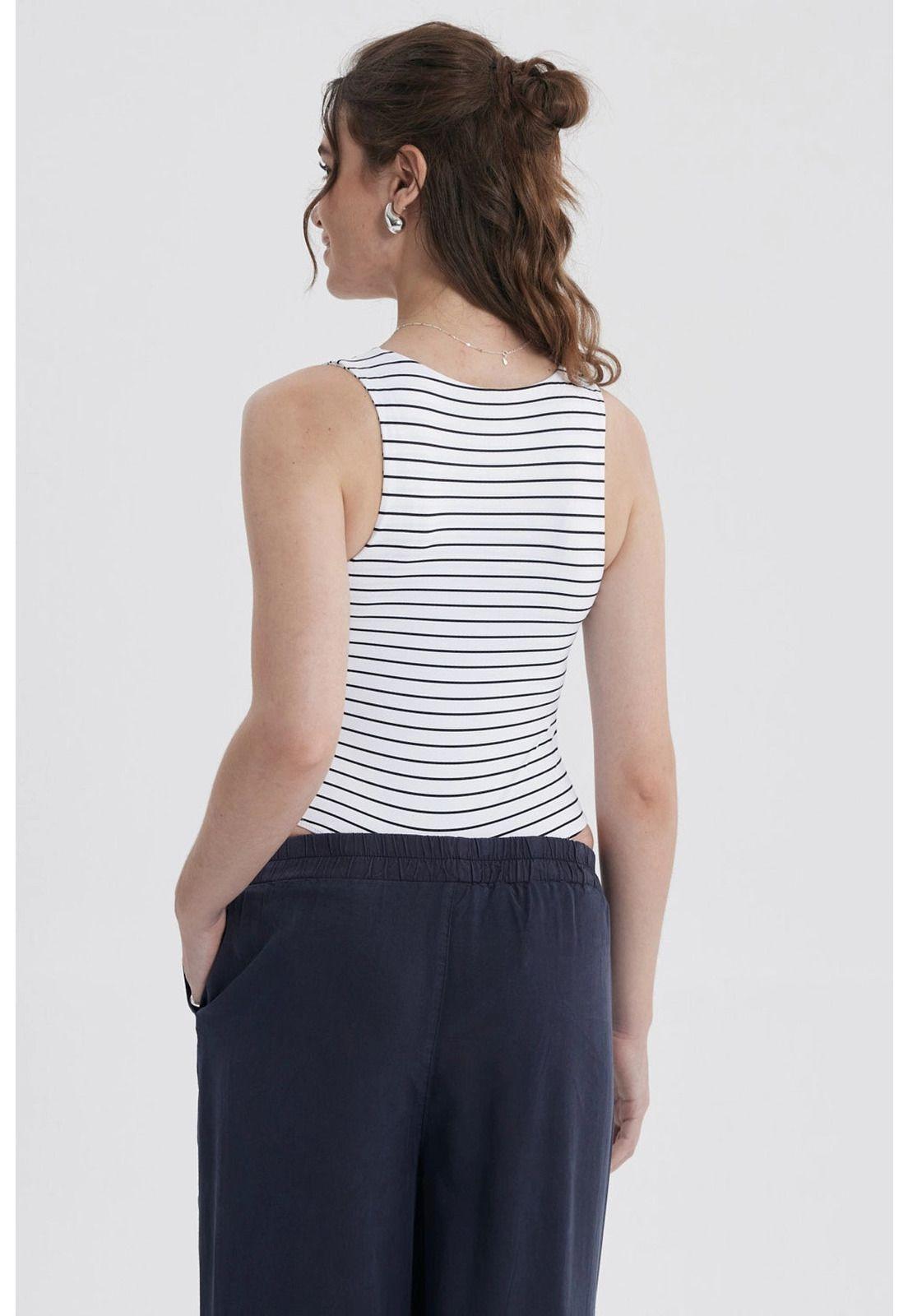 Polera Mujer Body Basic Blanco / Negro-2