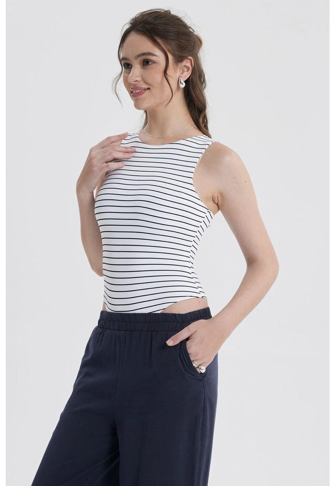 Polera Mujer Body Basic Blanco / Negro-1