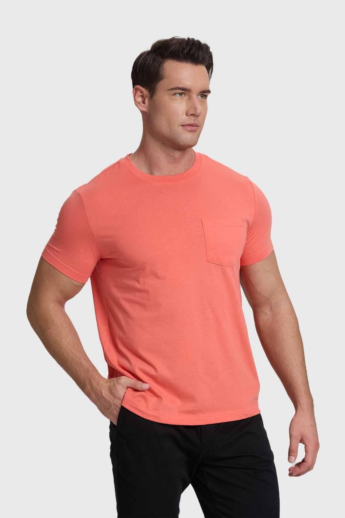 Polera Hombre Básica Con Bolsillo Coral-1