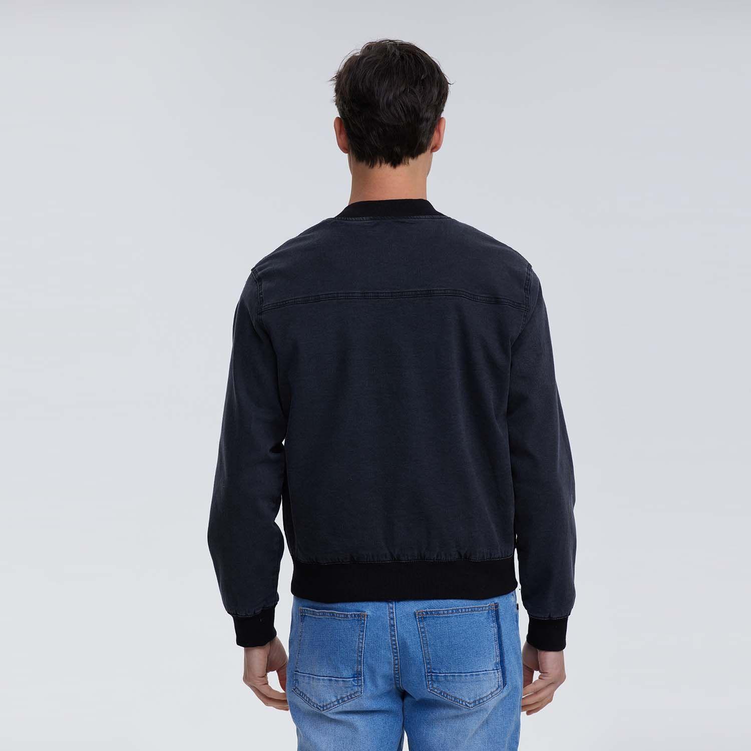 Chaqueta Hombre Mezclilla Bomber Negro-2