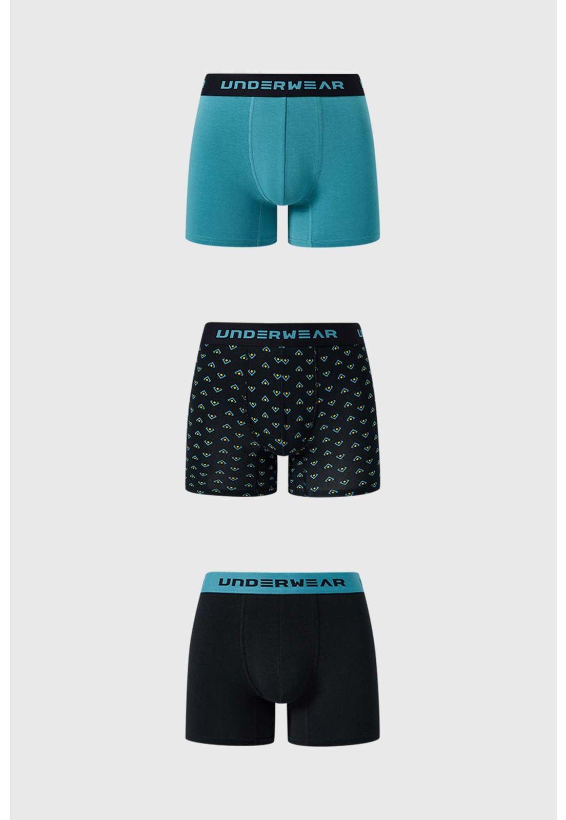 Bóxer Hombre Tripack Liso Turquesa - ll-0