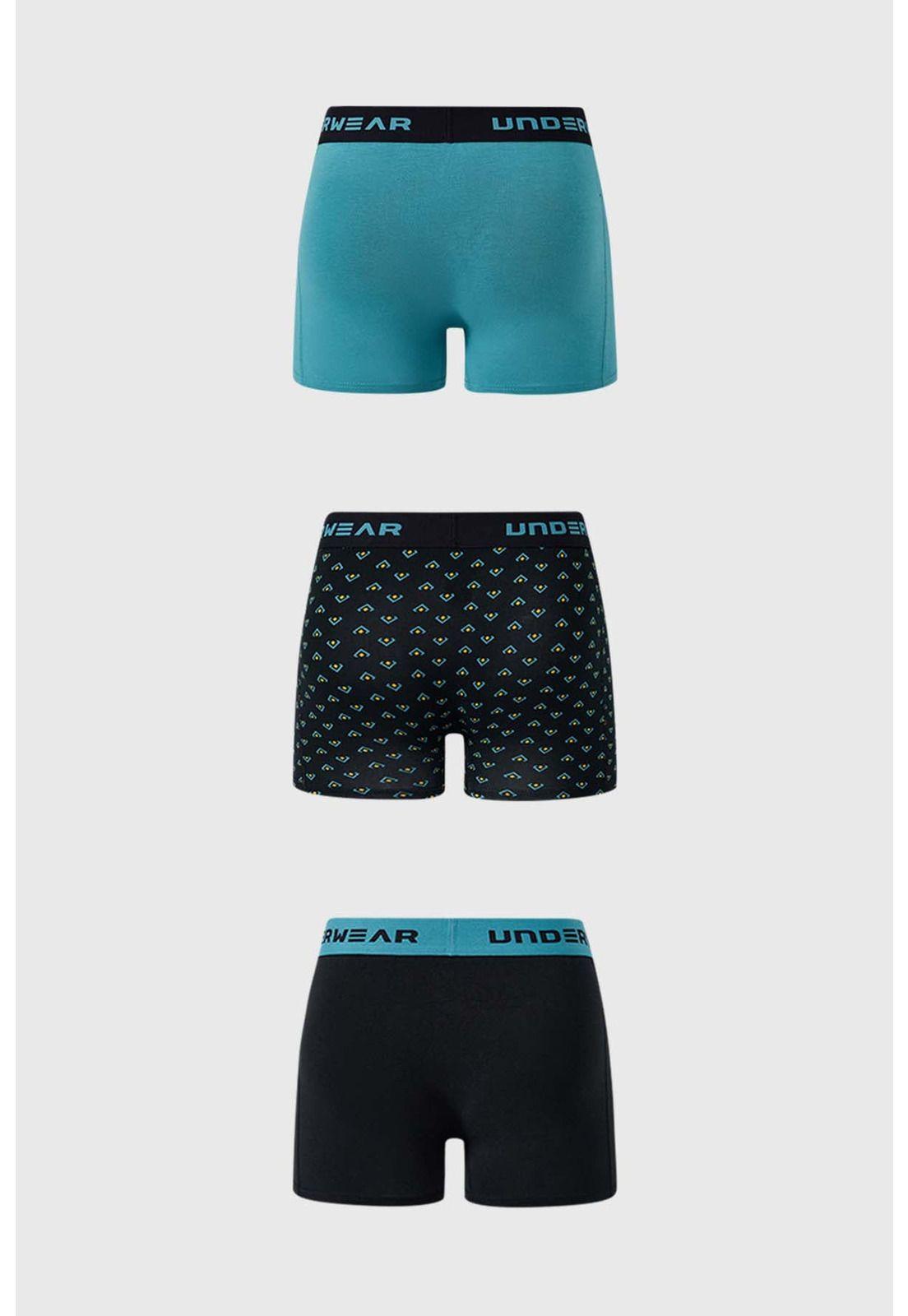 Bóxer Hombre Tripack Liso Turquesa - ll-1