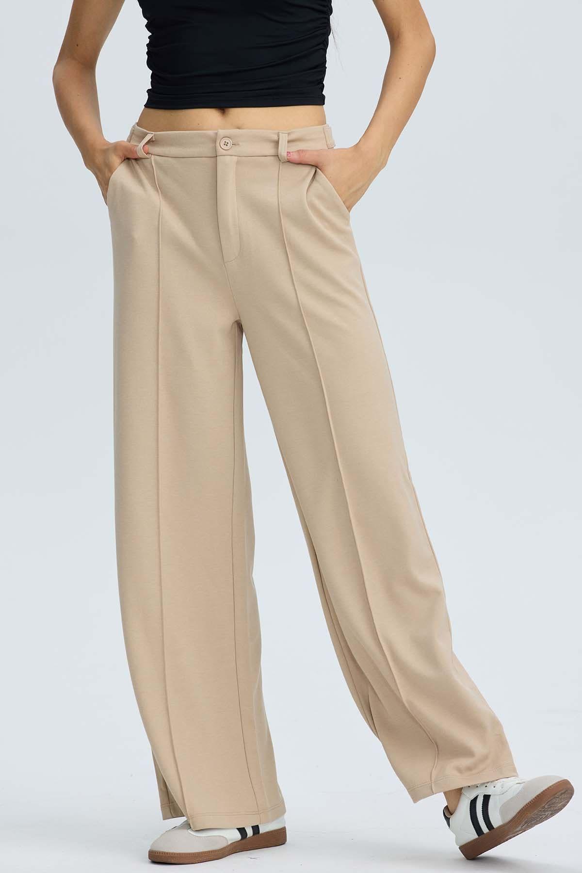 Pantalón Mujer Sastrero Beige-0