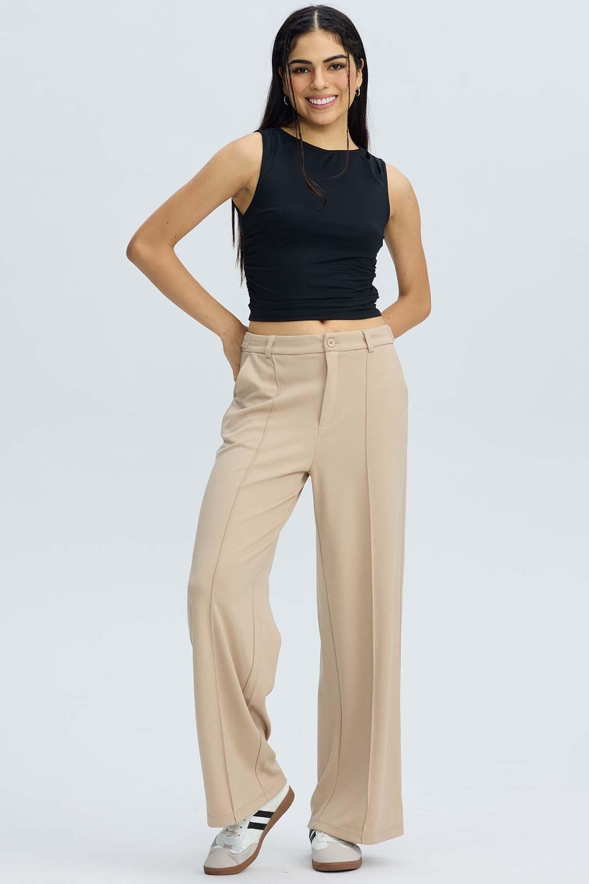 Pantalón Mujer Sastrero Beige-3