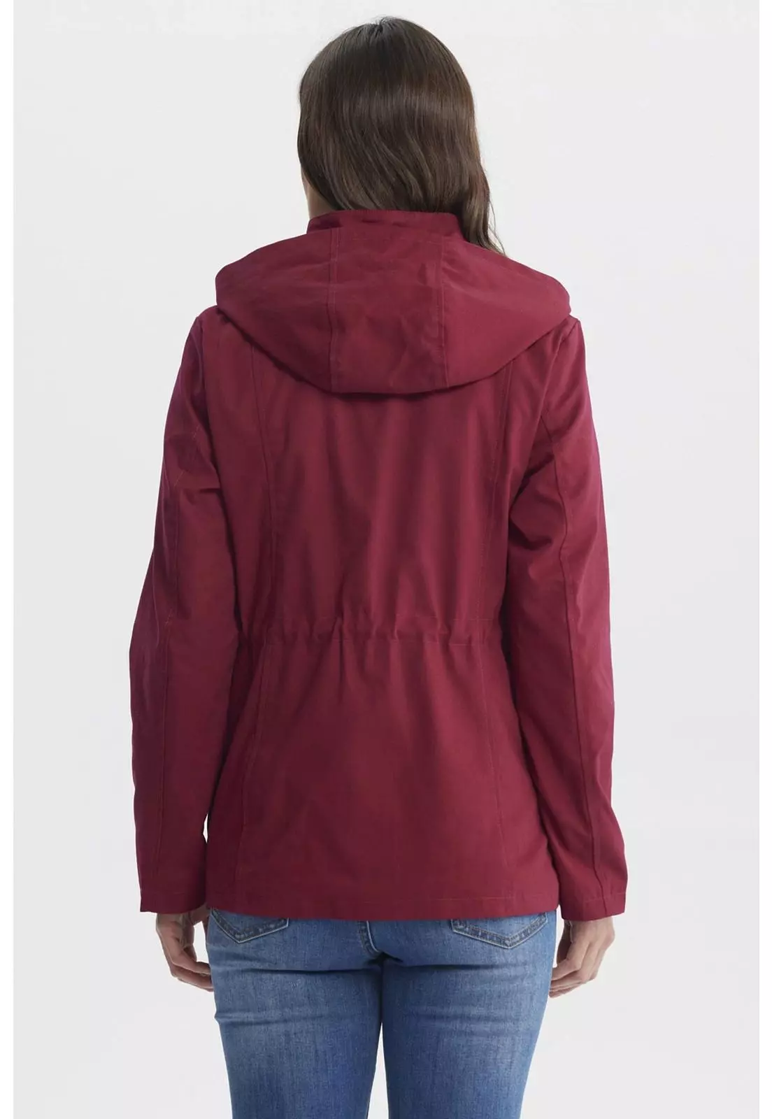 Chaqueta Mujer Con Gorro Rojo-2