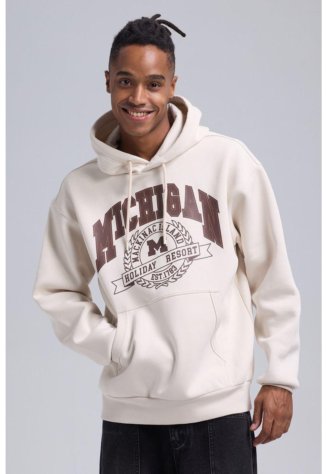 Polerón Hombre Print College Crema-1