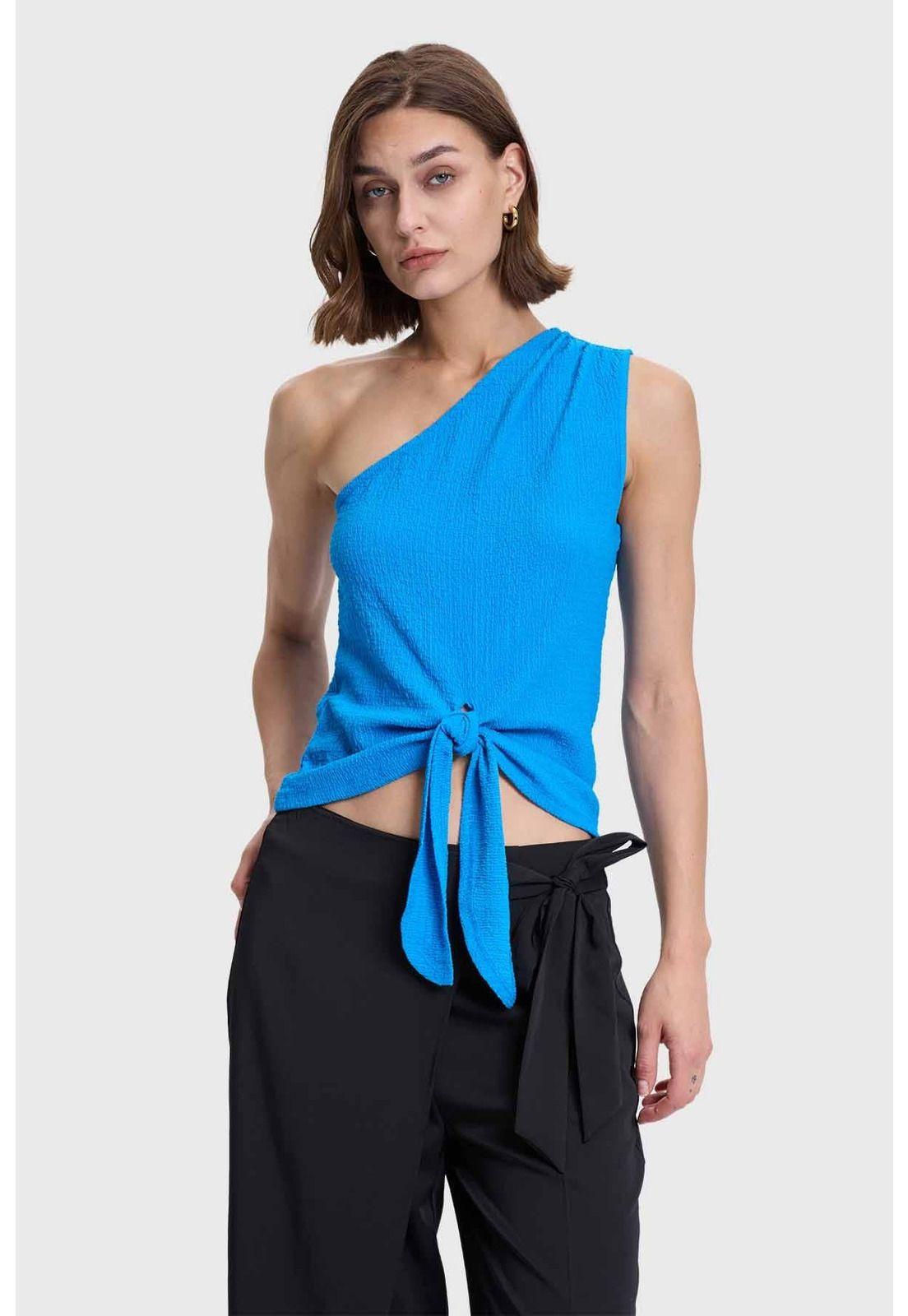 Polera Mujer Asimétrico Azul-0