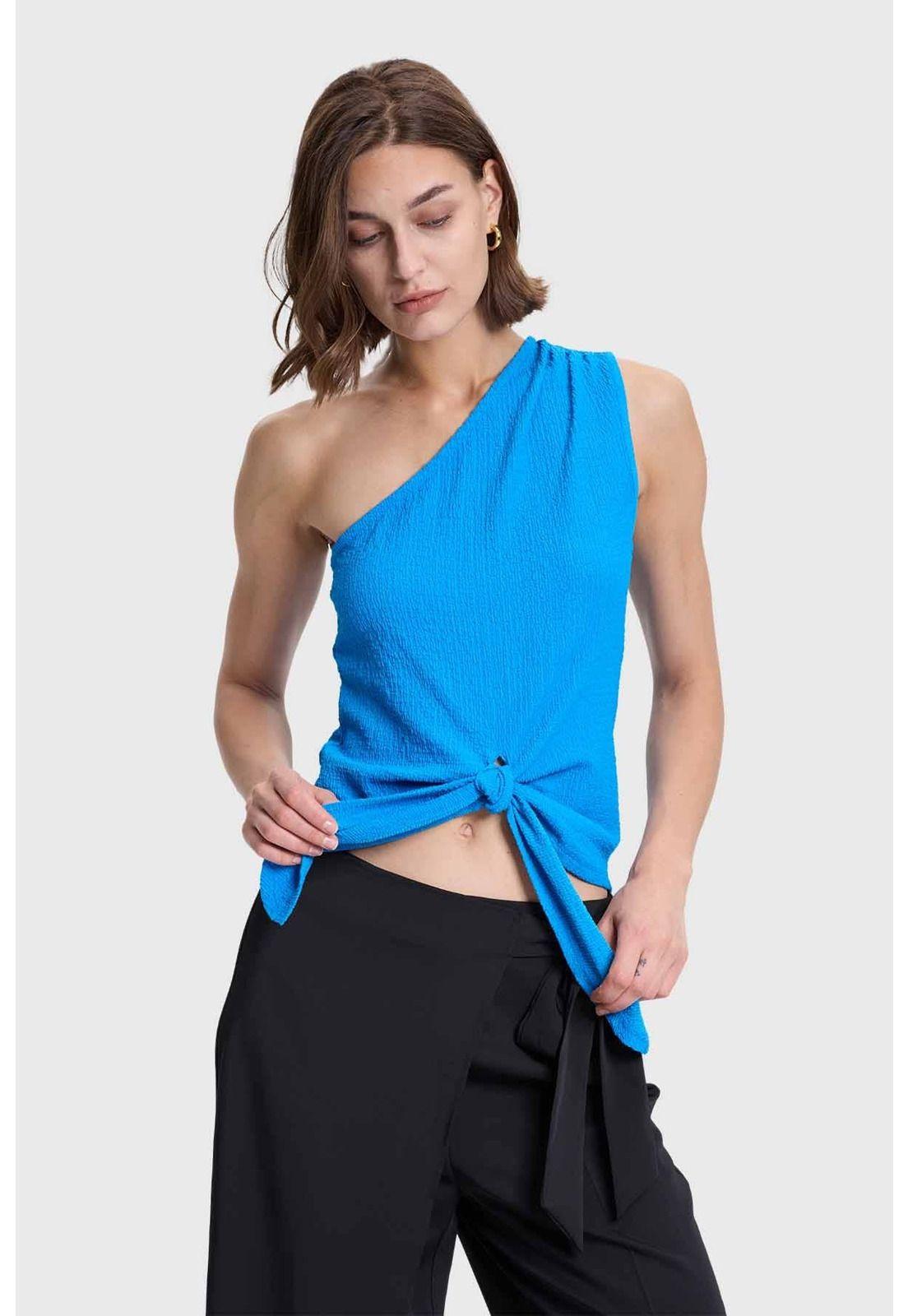Polera Mujer Asimétrico Azul-1