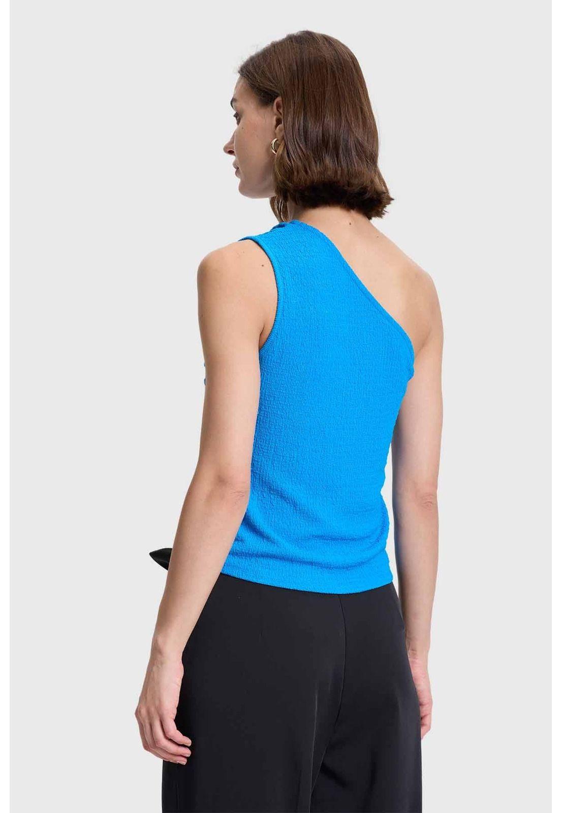 Polera Mujer Asimétrico Azul-2