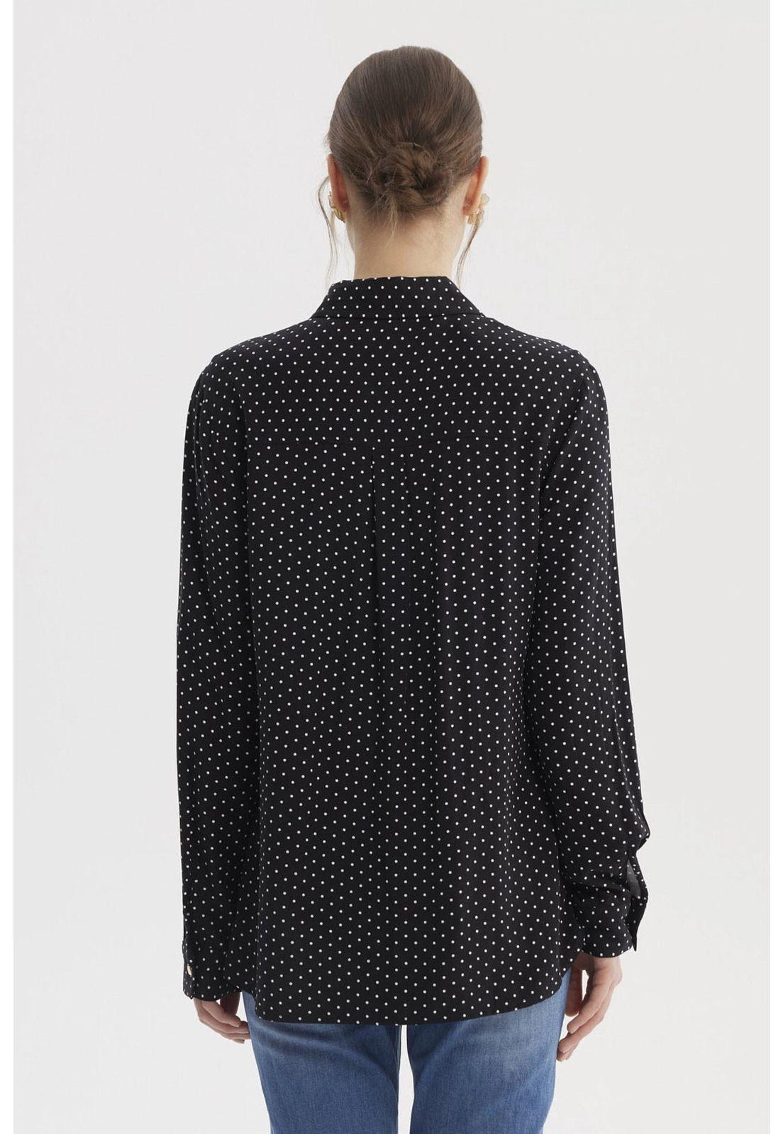 Blusa Mujer Abotonada Lisa Negro / Blanco-2