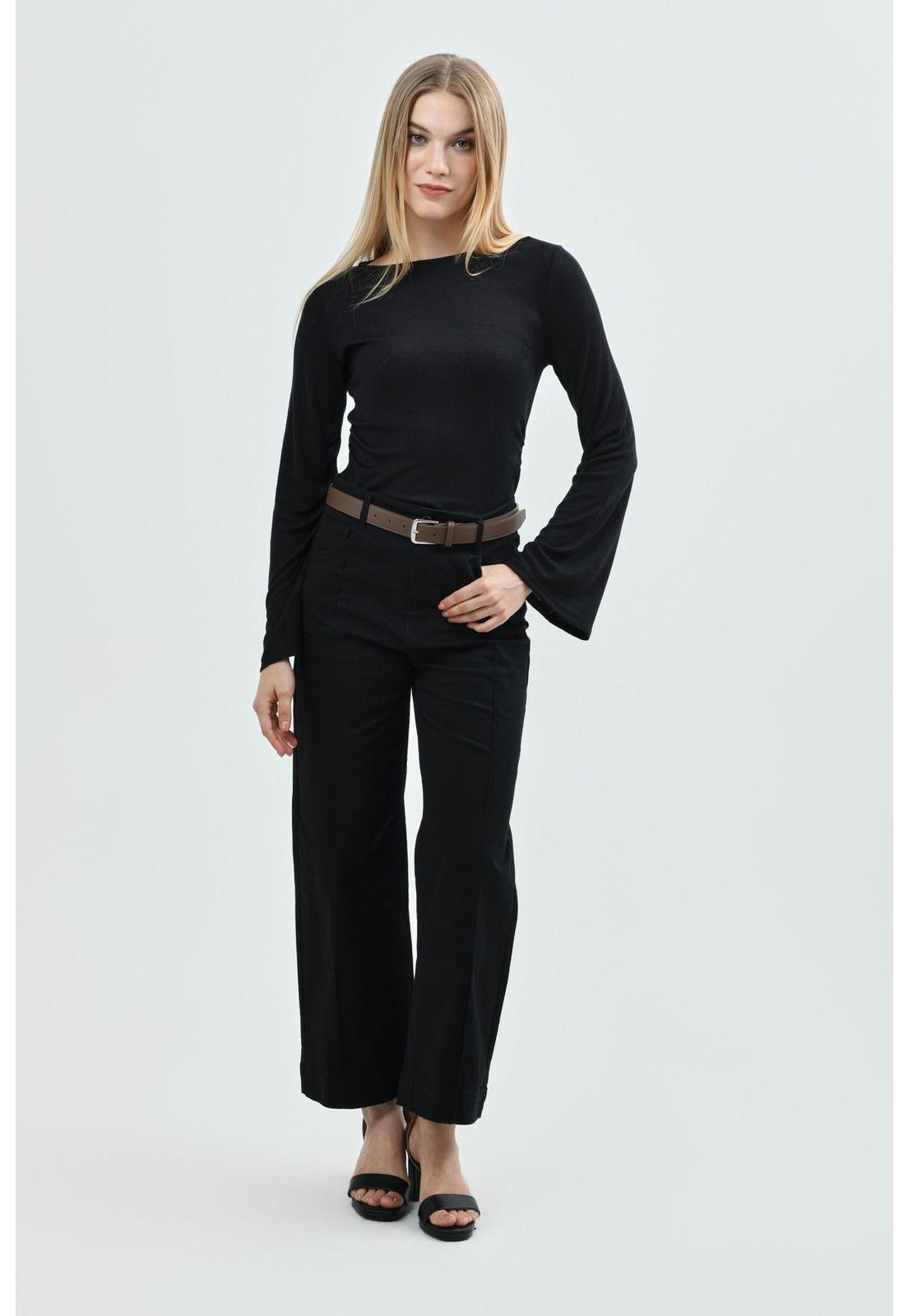 Pantalón Mujer Recto Negro - lV-3