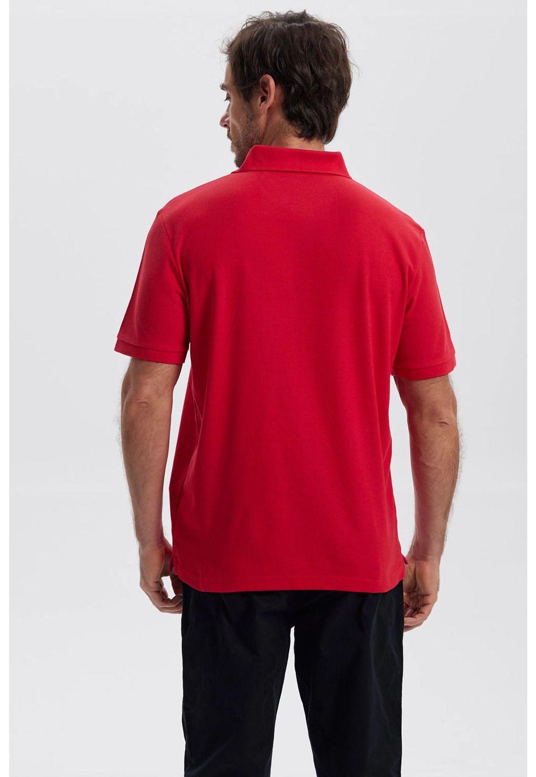 Polera Hombre Piqué Básica Lisa Rojo-2