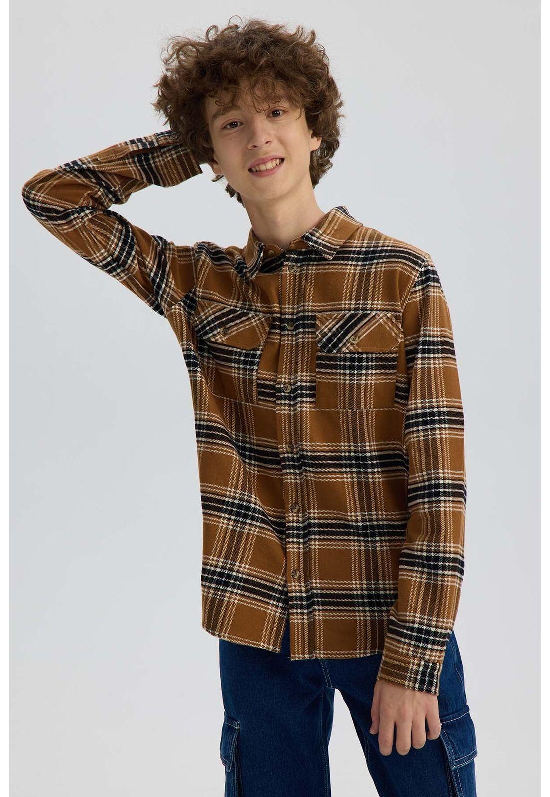 Camisa Niño Cuadrillé Camel-0