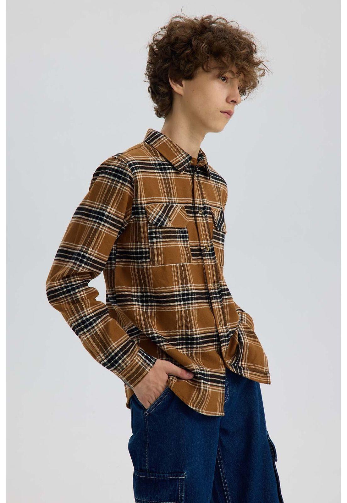 Camisa Niño Cuadrillé Camel-1