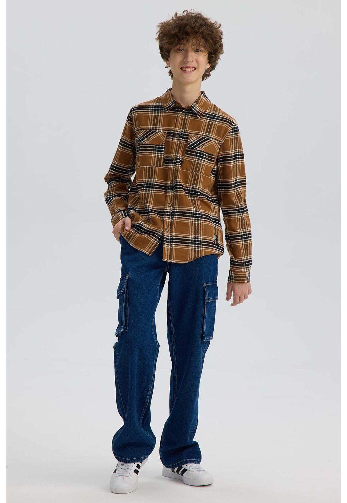 Camisa Niño Cuadrillé Camel-3