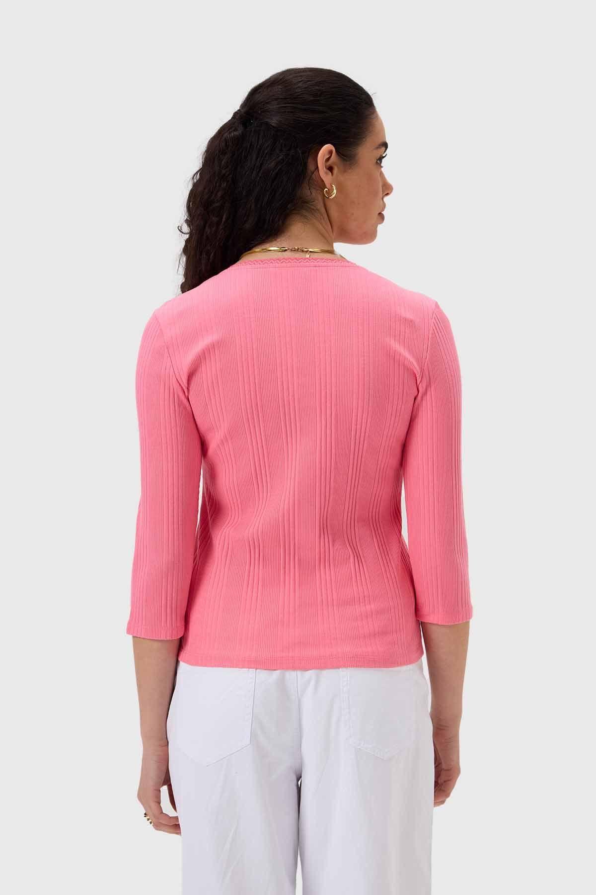 Polera Mujer Rib Terminación Rosado-2