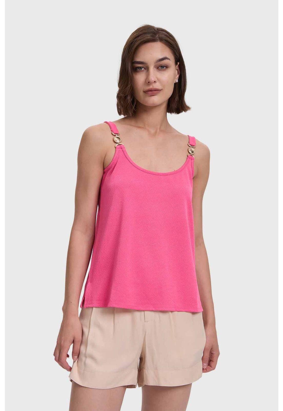 Polera Mujer Pabilo Con Aplicación Rosado-0