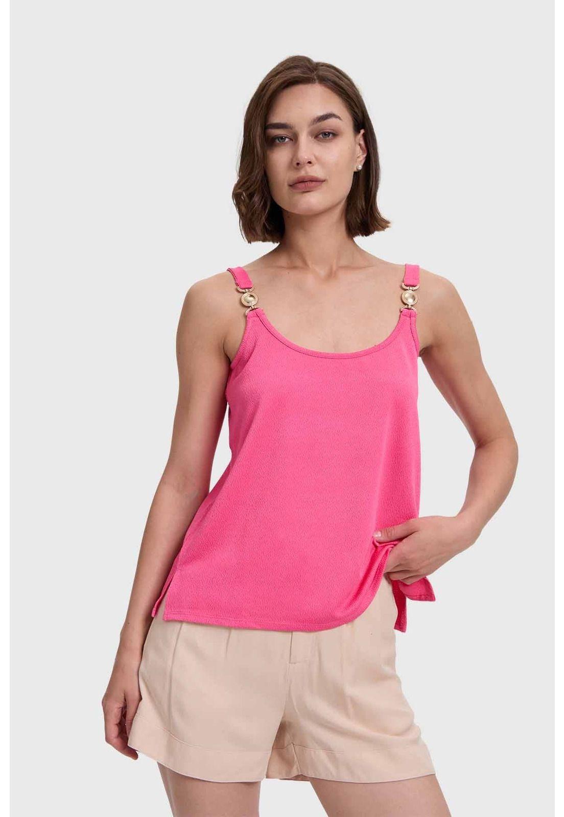 Polera Mujer Pabilo Con Aplicación Rosado-1