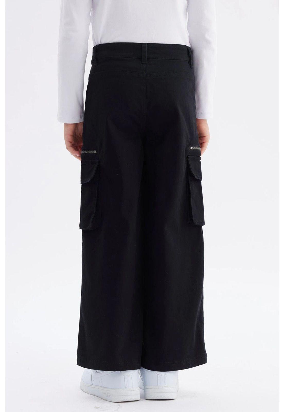 Pantalón Niña Cargo Con Cierre Negro-2