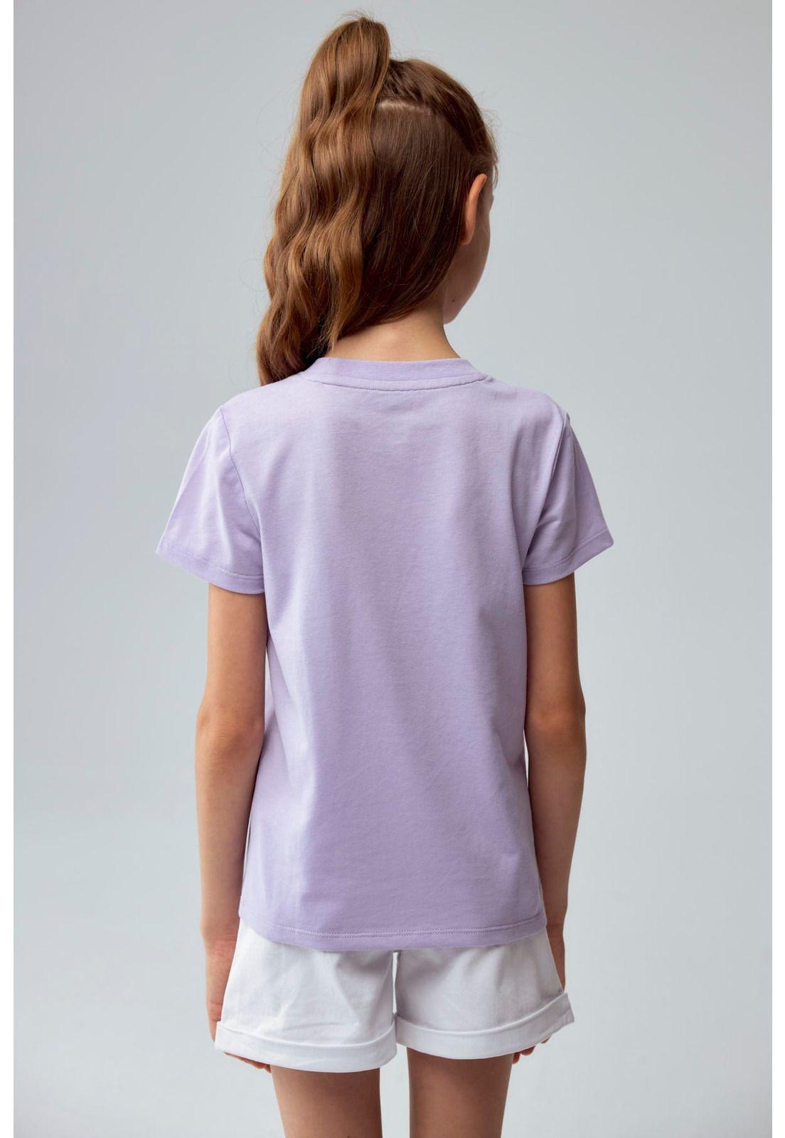 Polera Niña Básica Estampada Lila-2