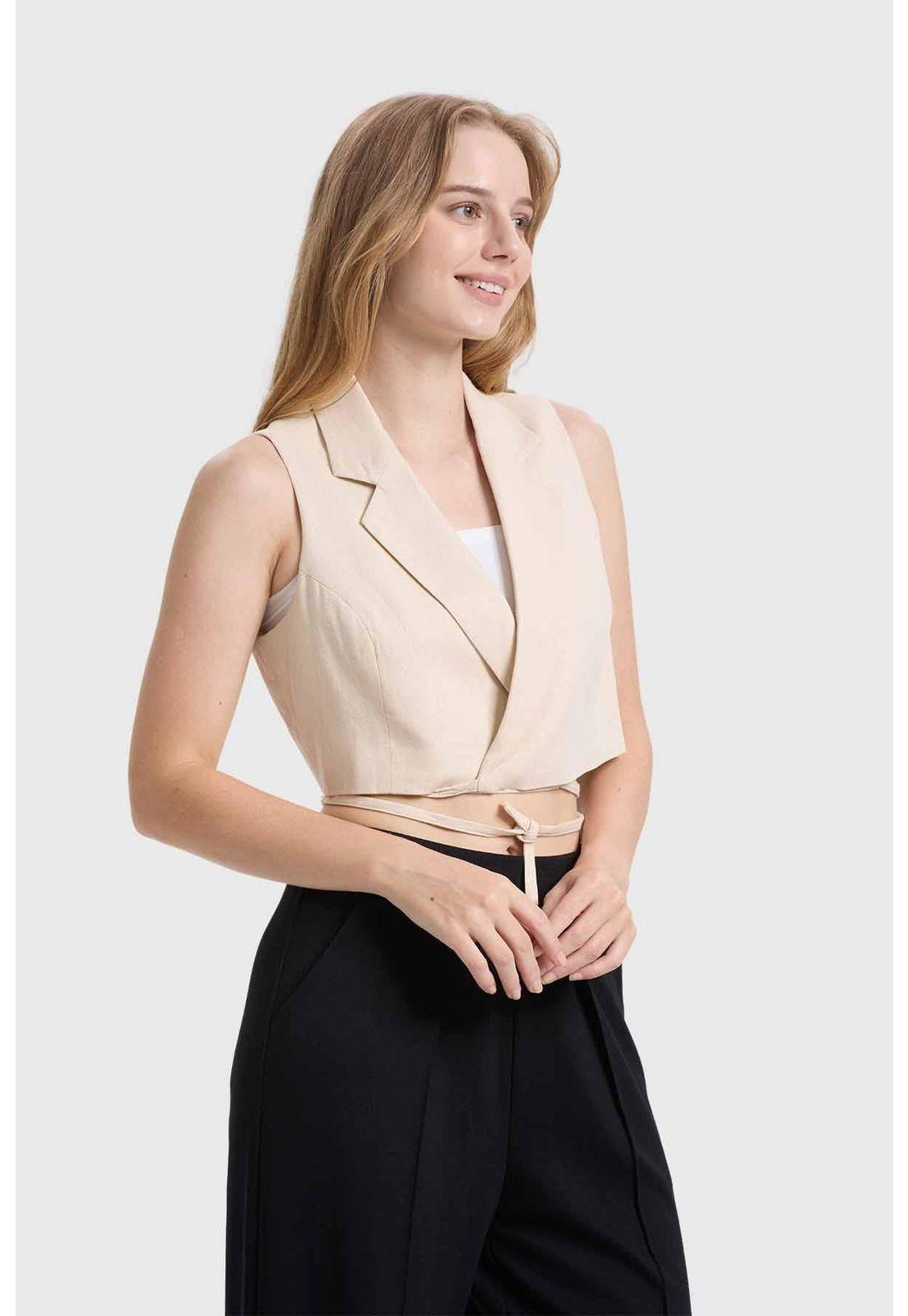 Blazer Mujer Tiras Beige-1