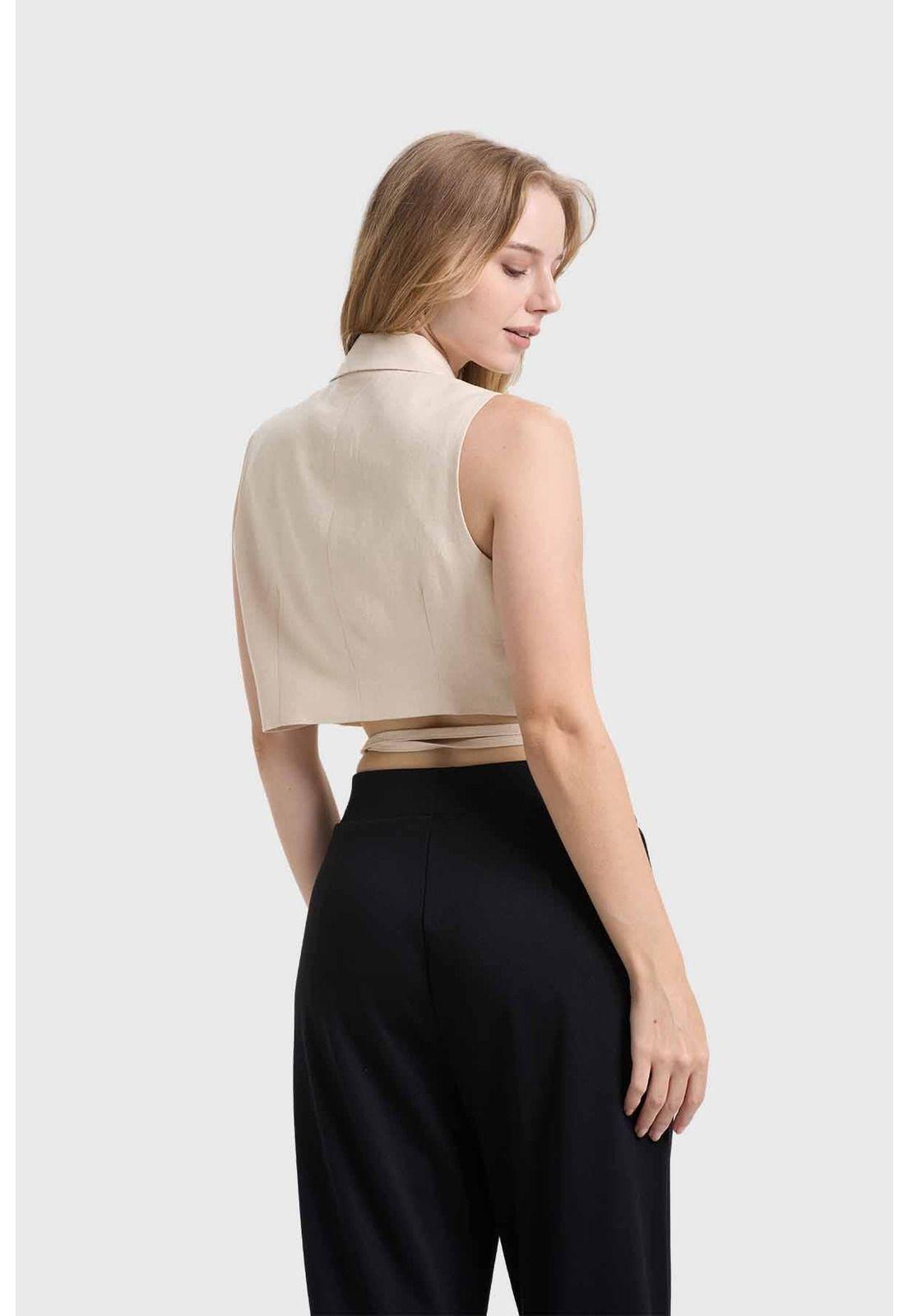 Blazer Mujer Tiras Beige-2