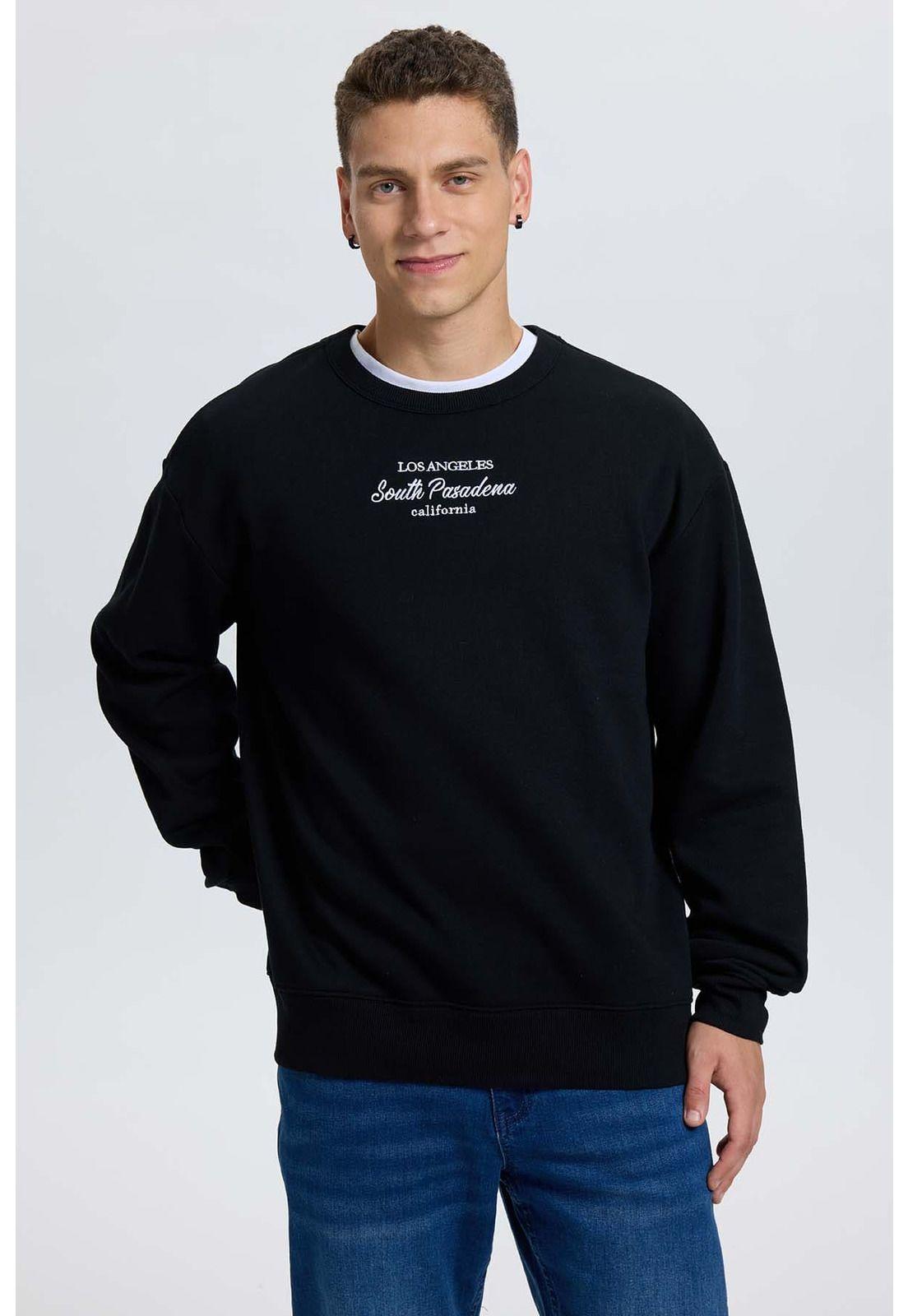 Polerón Hombre Print Texto Central Negro-0