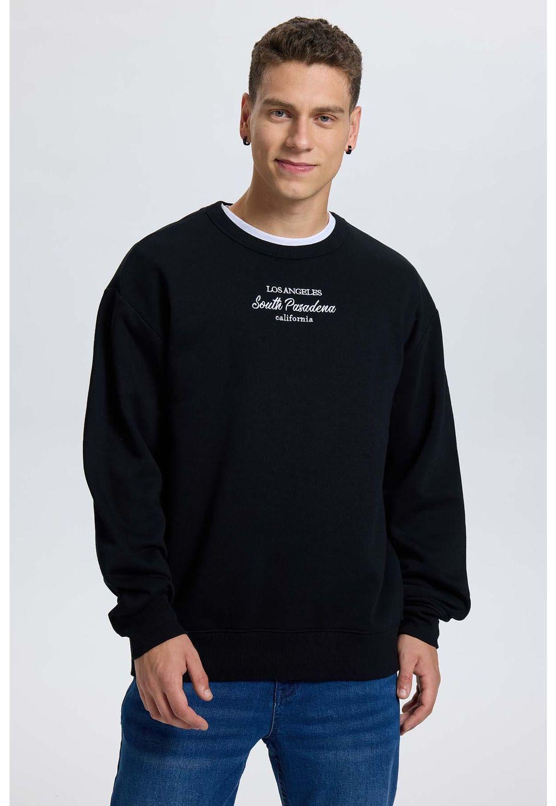 Polerón Hombre Print Texto Central Negro-1