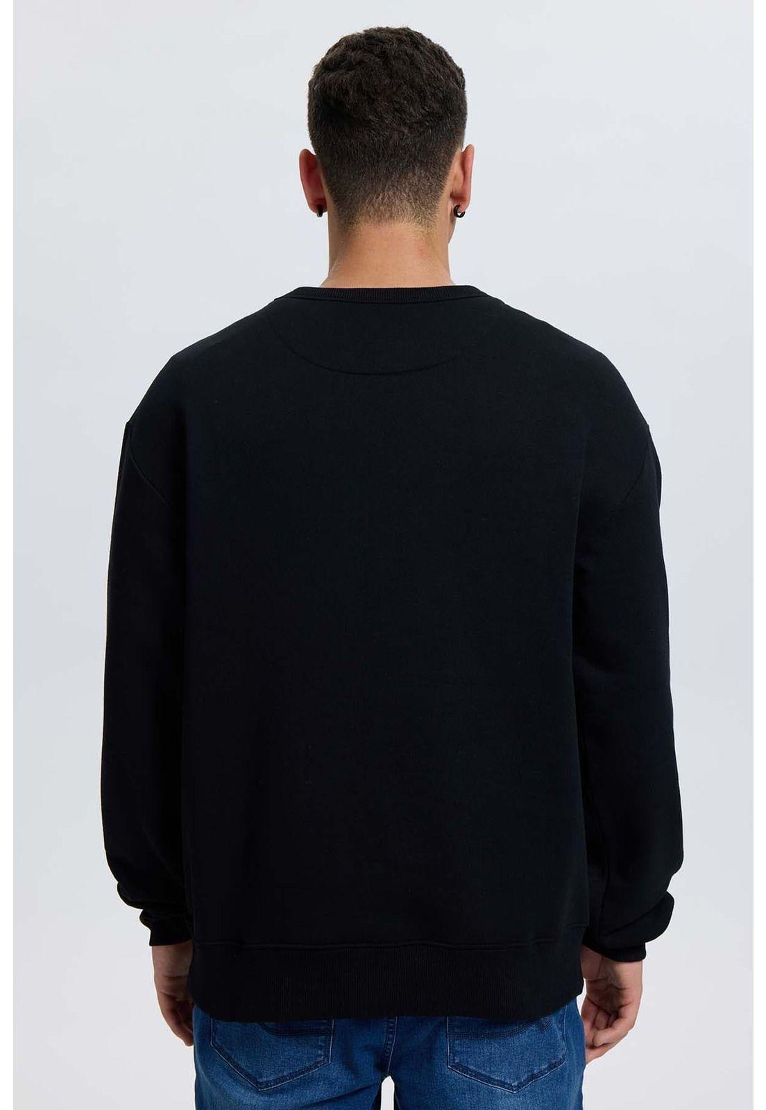 Polerón Hombre Print Texto Central Negro-2