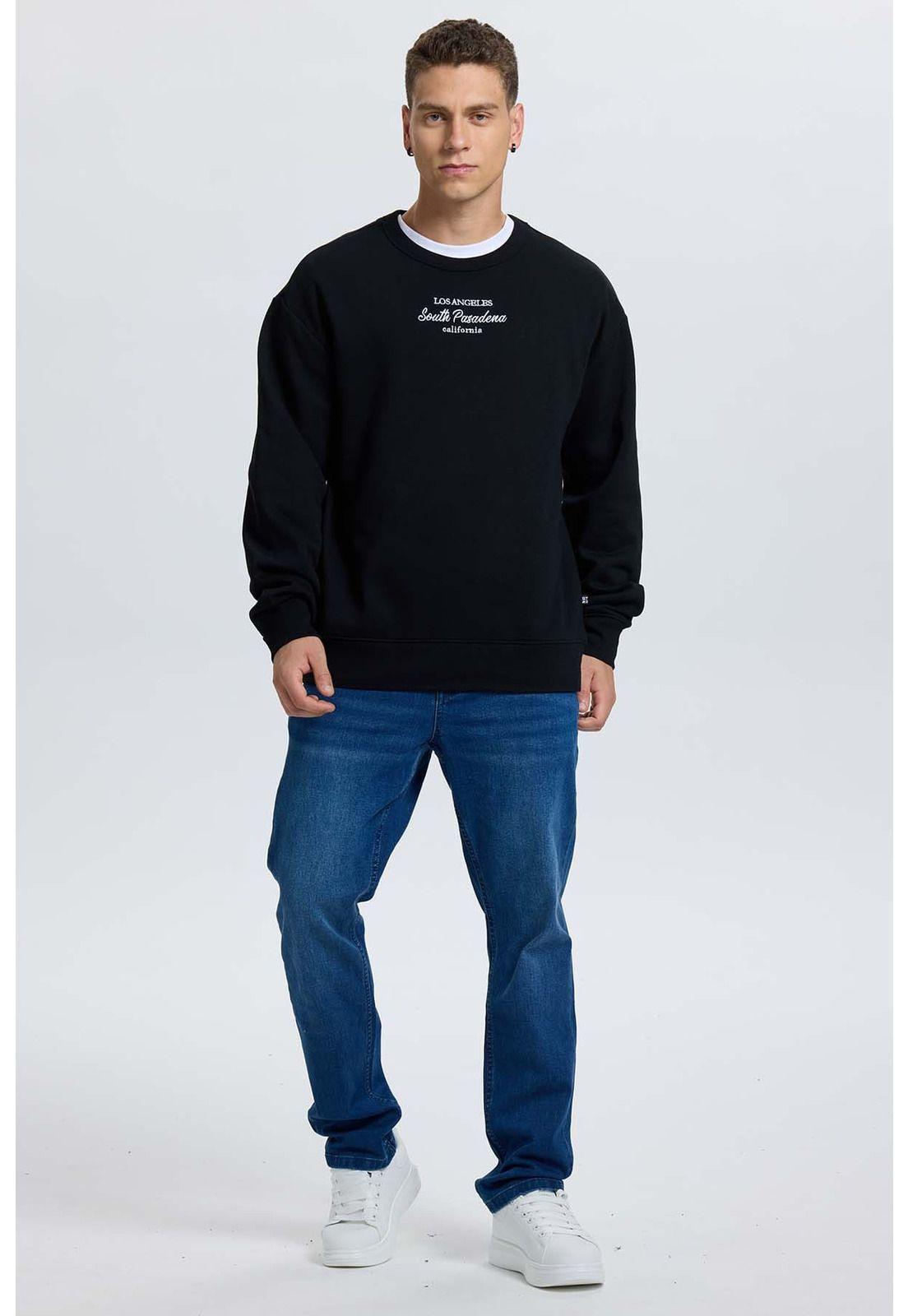 Polerón Hombre Print Texto Central Negro-3