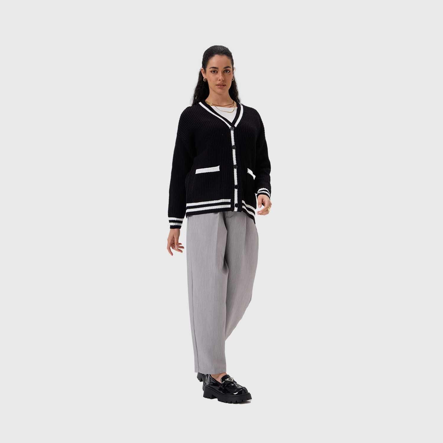 Sweater Mujer Abierto Negro I Fashion's Park-3