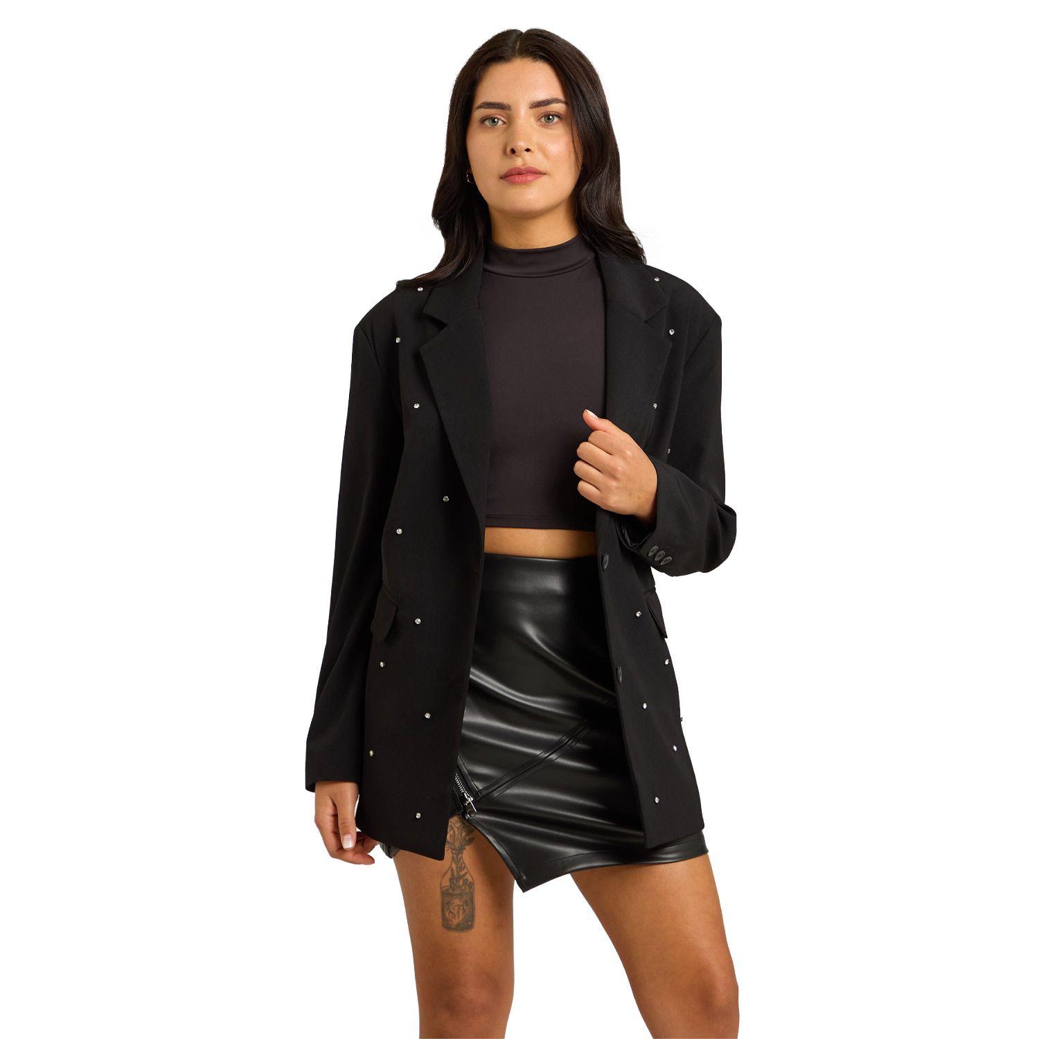 Blazer Mujer Oversize Joya Negro Fashion's Park-0