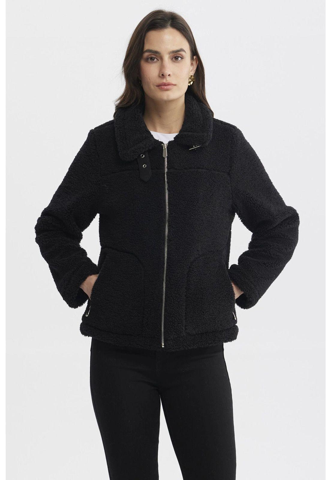 Polar Mujer Tipo Chaqueta Cuello Alto Negro-0