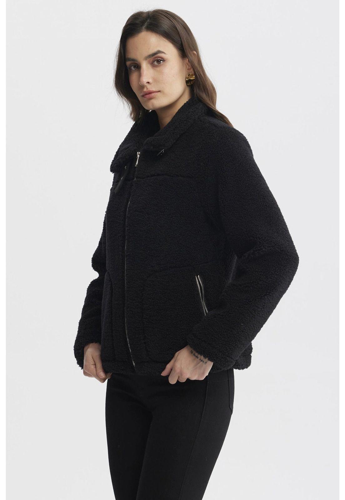 Polar Mujer Tipo Chaqueta Cuello Alto Negro-1