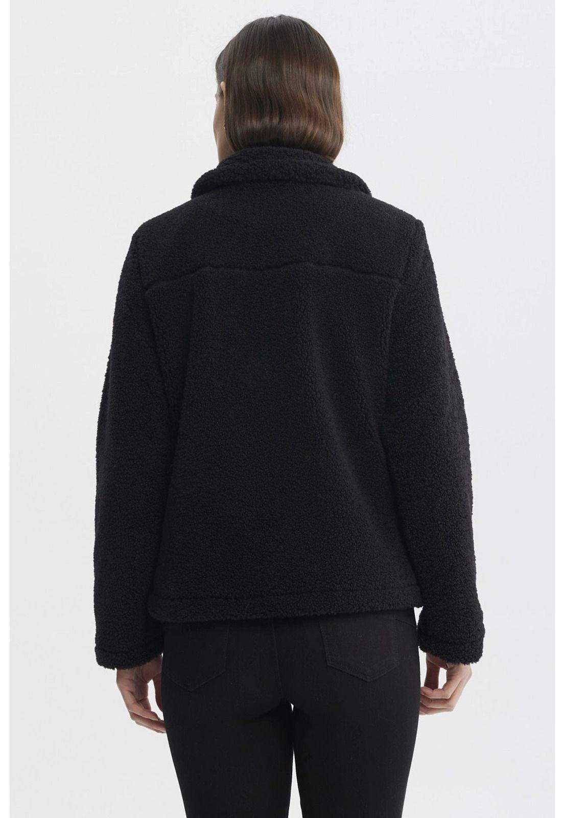 Polar Mujer Tipo Chaqueta Cuello Alto Negro-2