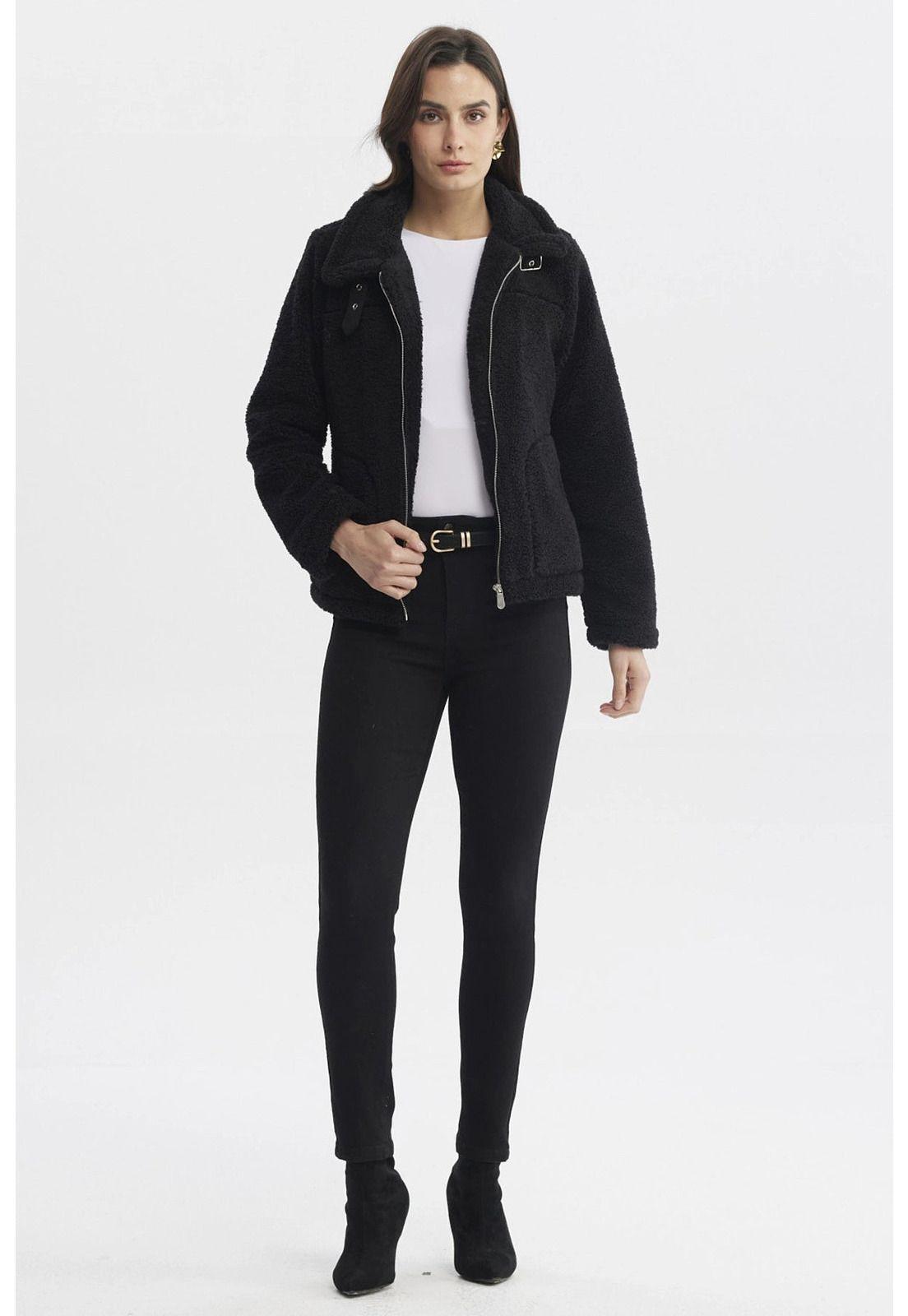 Polar Mujer Tipo Chaqueta Cuello Alto Negro-3