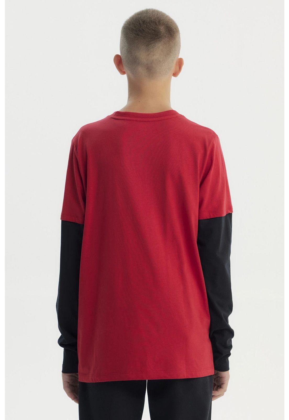 Polera Niño Básica Print Rojo Oscuro-2