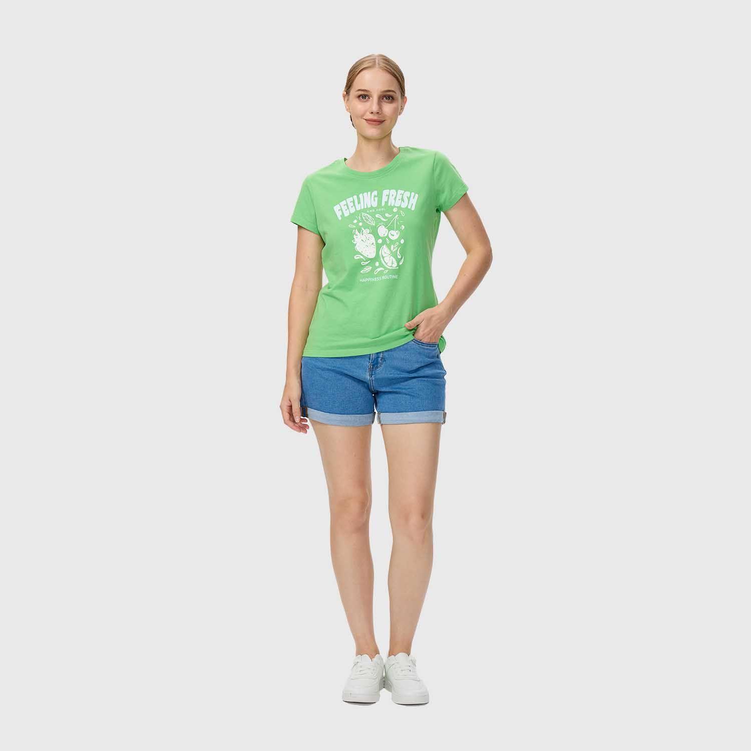 Polera Mujer Básica Print Verde Menta Fashions Park-3
