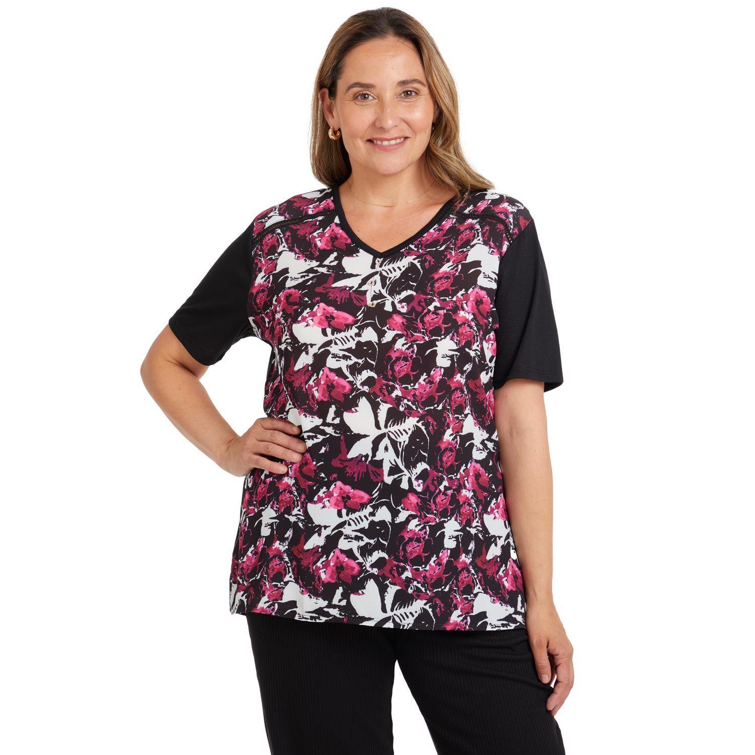 Polera Bimateria Negro Mujer-0