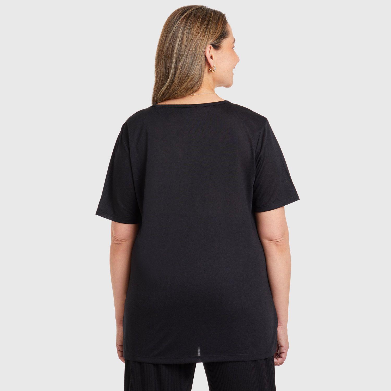 Polera Bimateria Negro Mujer-2