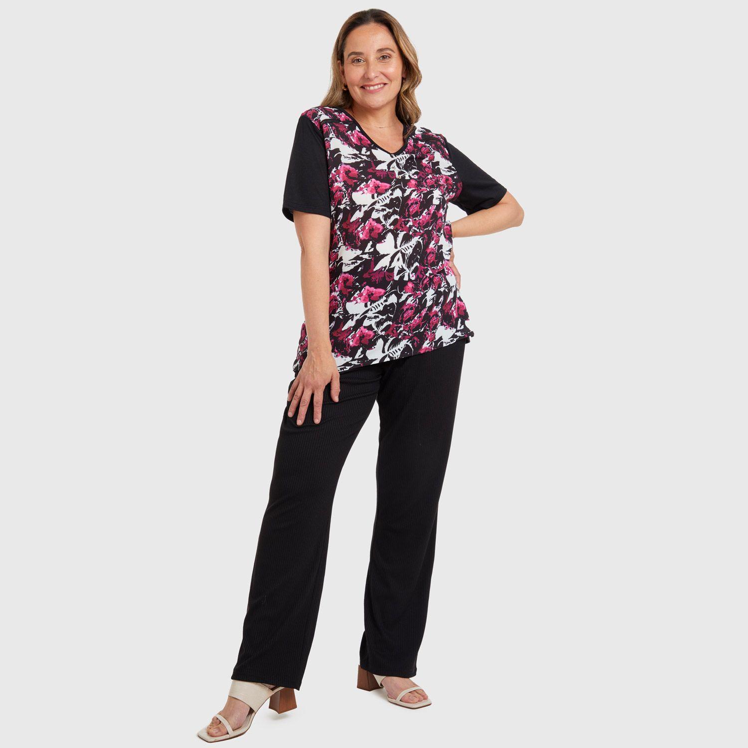 Polera Bimateria Negro Mujer-3