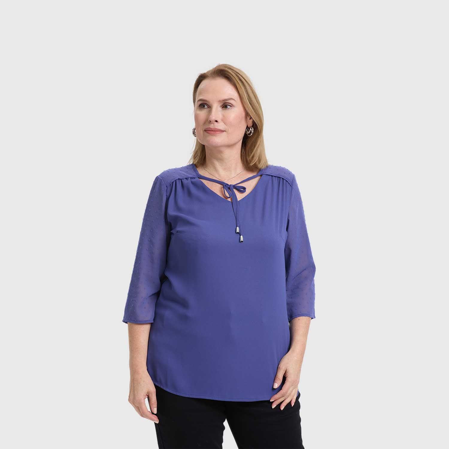 Blusa Mujer Cuello V Rapport Azul Fashion's Park-1