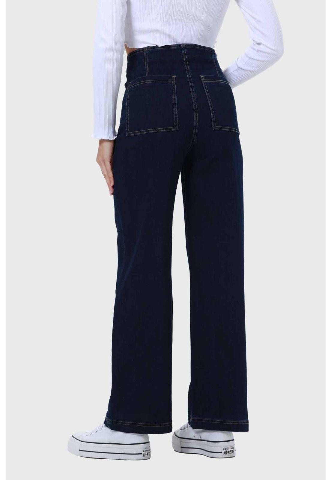 Jeans Mujer Bolsillo D Calce Recto Azul - lll-2