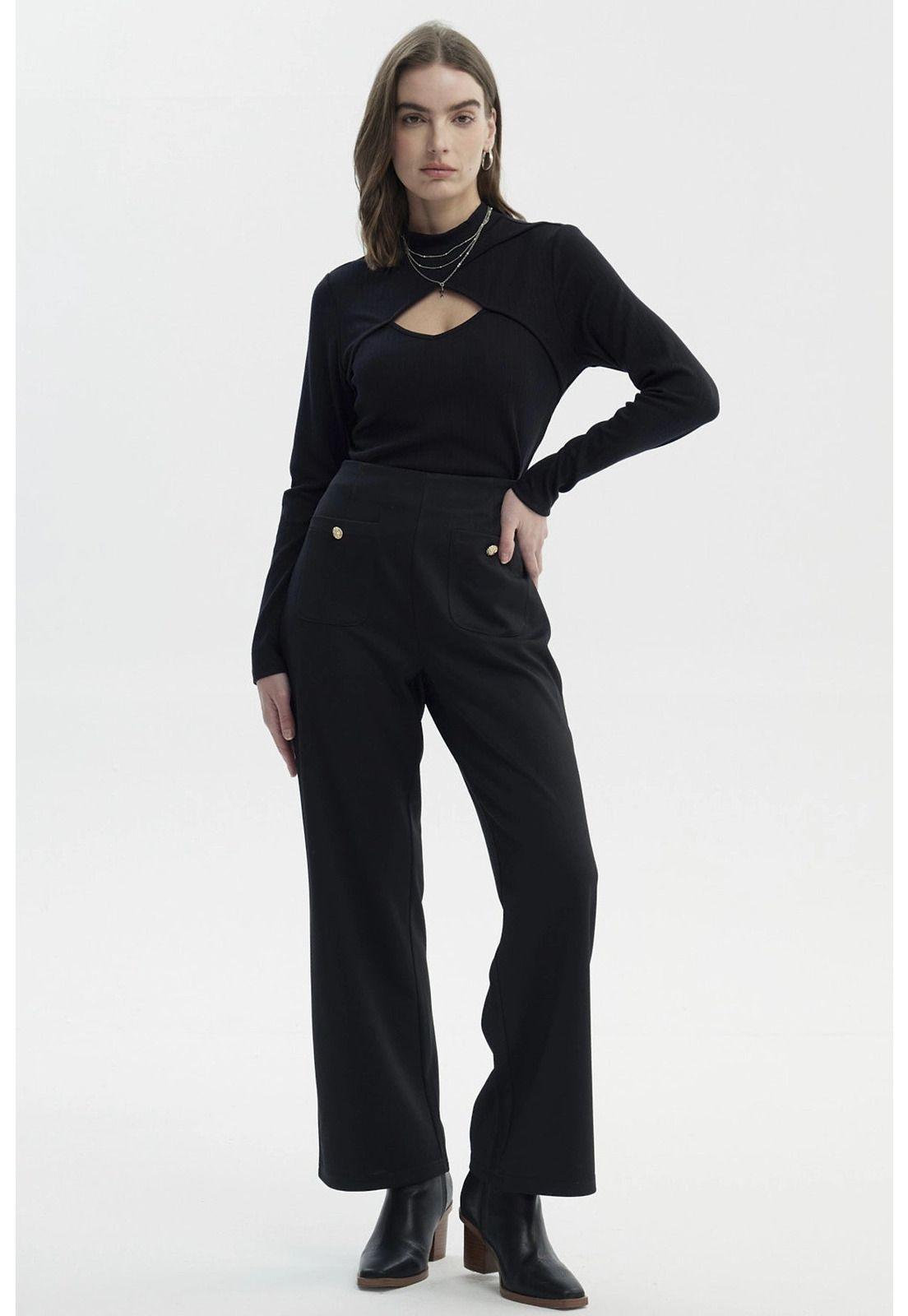 Pantalón Mujer Calce Recto Negro - Vll-3