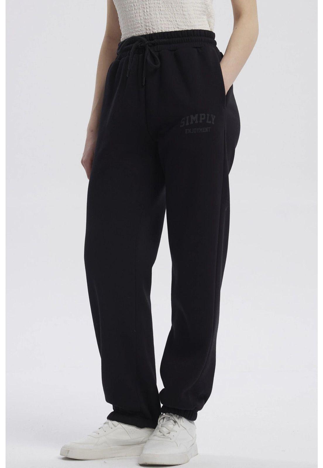 Pantalón Buzo Mujer Jogger Negro - V-1
