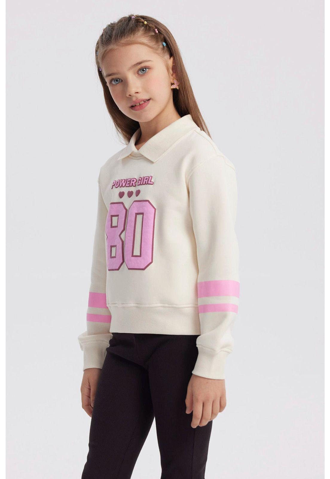 Polerón Niña Slim Cuello Camisero Crudo-1